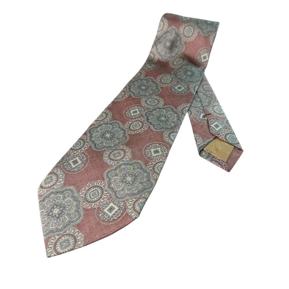 YSL Floral Tie in Pink and Gray